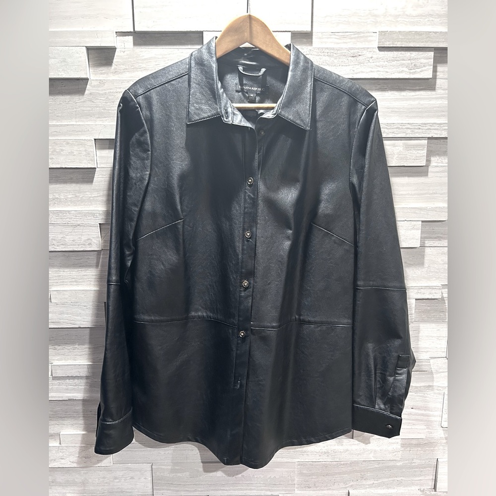 Banana Republic faux leather button down shirt in size medium